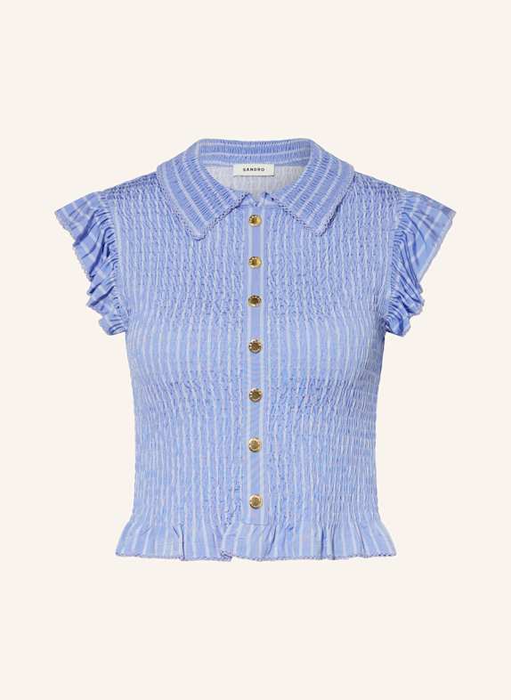SANDRO Cropped-Shirt mit Rüschen DUNKELBLAU