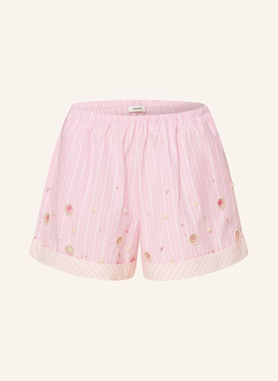 SANDRO Shorts mit Perlen und Schmucksteinen PINK