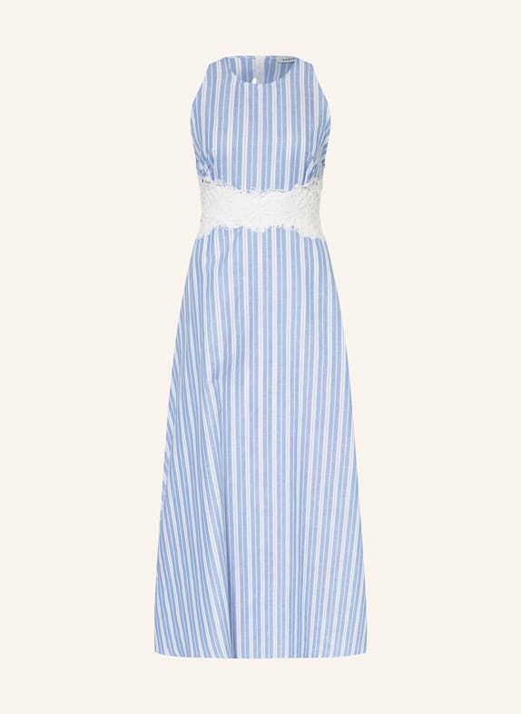 SANDRO Kleid mit Leinen BLAU/ WEISS