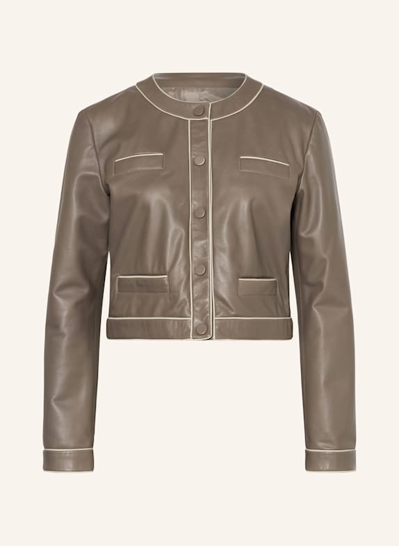 EMPORIO ARMANI Kurtka skórzana SZAROBRĄZOWY