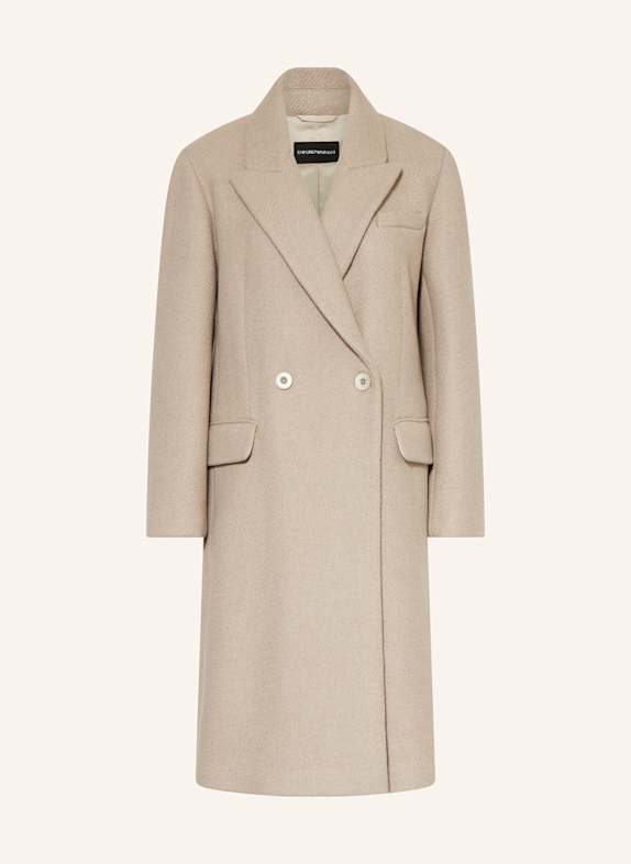 EMPORIO ARMANI Płaszcz wełniany BEŻOWY