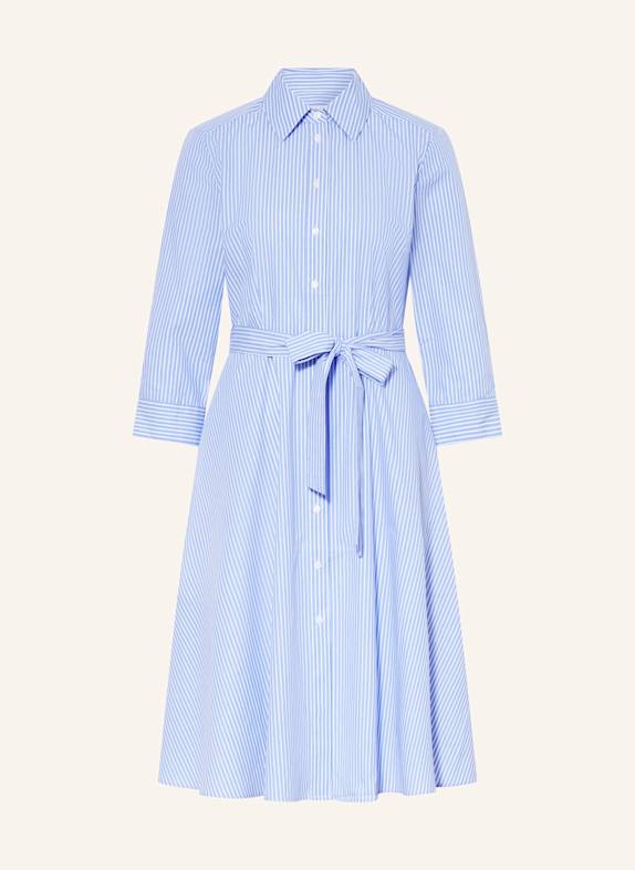 HOBBS Hemdblusenkleid HARLOW mit 3/4-Arm BLAU/ WEISS