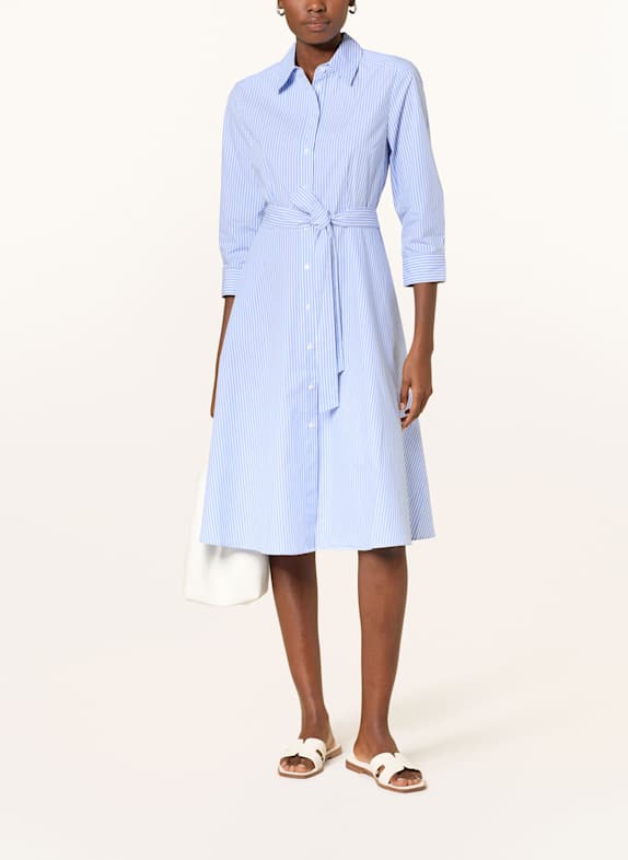 HOBBS Hemdblusenkleid HARLOW mit 3/4-Arm BLAU/ WEISS