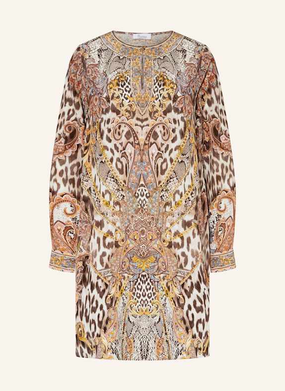 Princess GOES HOLLYWOOD Seidenkleid mit Schmucksteinen BEIGE / BRAUN / DUNKELBRAUN