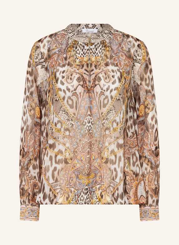 Princess GOES HOLLYWOOD Seidenbluse mit Schmucksteinen BEIGE/ BRAUN/ DUNKELBRAUN