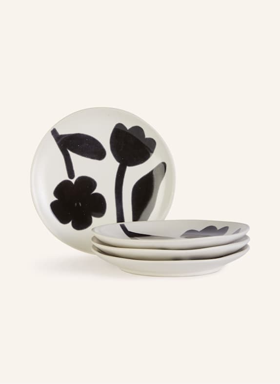BROSTE COPENHAGEN 4er-Set Dessertteller FLORA SCHWARZ/ CREME