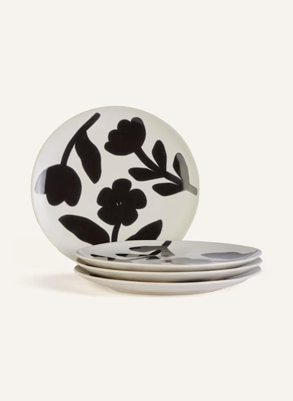 BROSTE COPENHAGEN 4er-Set Speiseteller FLORA SCHWARZ/ WEISS