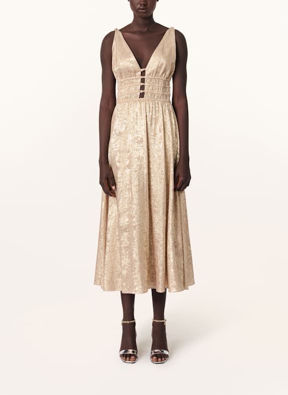 maje Brokatkleid mit Glitzergarn GOLD