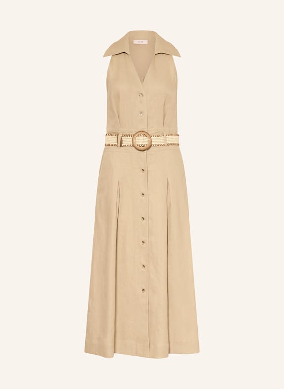 REISS Hemdblusenkleid ANNIE aus Leinen BEIGE