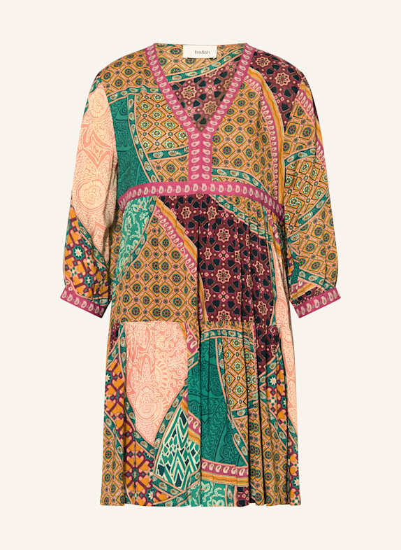 ba&sh Kleid FINGSTON mit 3/4-Arm GRÜN/ DUNKELGELB/ PINK