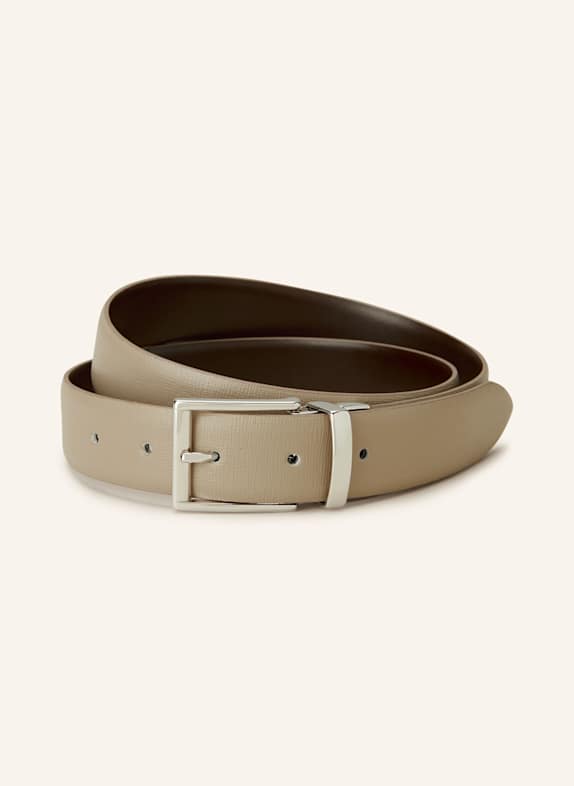 REISS Reversible leather belt BEIGE / DARK BROWN
