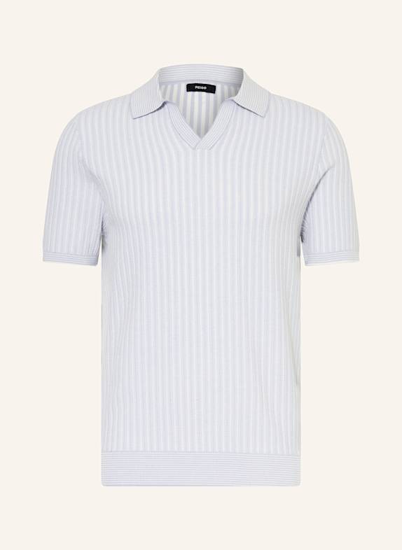 REISS Strick-Poloshirt HELLBLAU/ WEISS