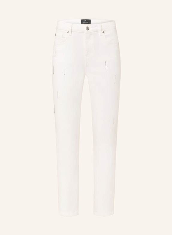 monari Skinny Jeans mit Schmucksteinen WEISS