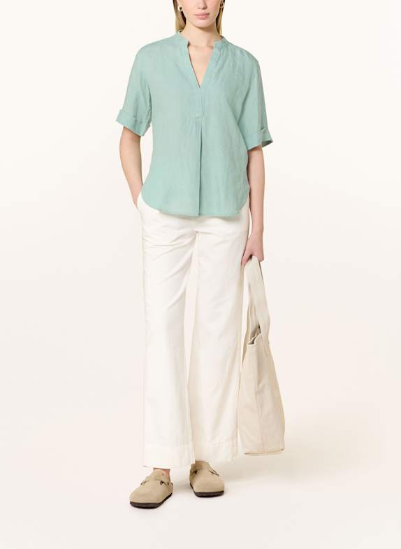 Marc O'Polo Blouse-shirt in een mix van materialen met linnen LICHTGROEN