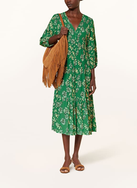 ba&sh Kleid AFERAE mit 3/4-Arm GRÜN/ ECRU