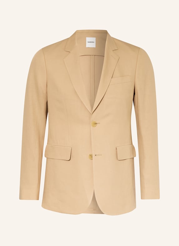 SANDRO Anzugsakko Extra Slim Fit mit Leinen CAMEL