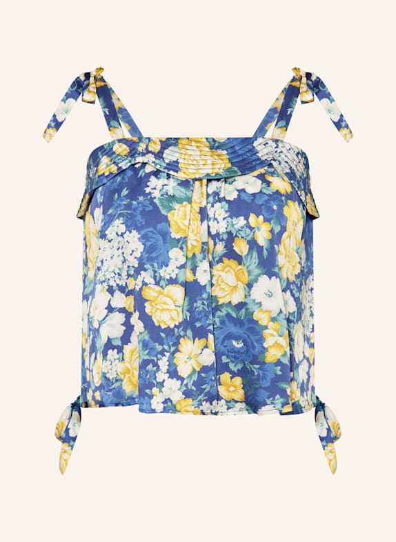 CLAUDIE PIERLOT Satintop BLAU/ GRÜN/ GELB