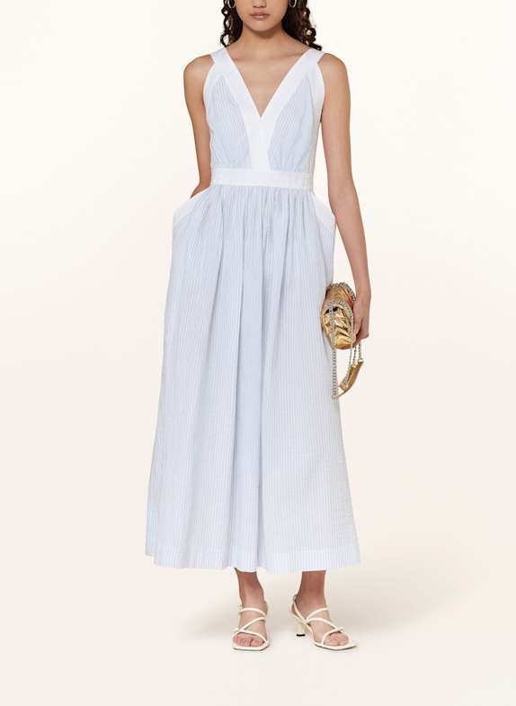 SANDRO Kleid mit Cut-out HELLBLAU/ WEISS
