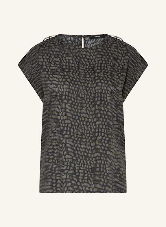 OPUS Blusenshirt FERENA SPLASH DUNKELBLAU/ OLIV