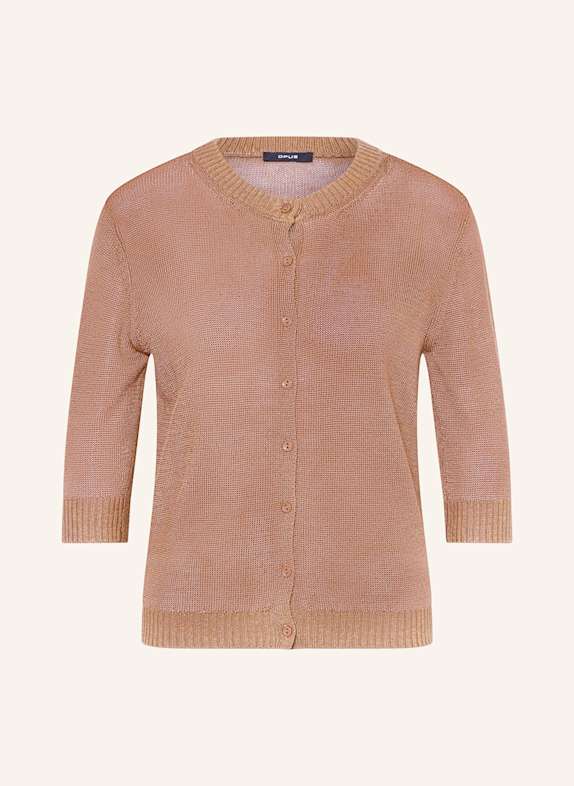 OPUS Strickjacke DATINA mit Leinen und 3/4-Arm BRAUN