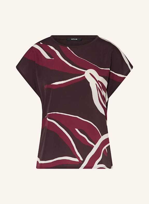 OPUS T-Shirt SOPIKA im Materialmix DUNKELBRAUN/ DUNKELROT/ CREME