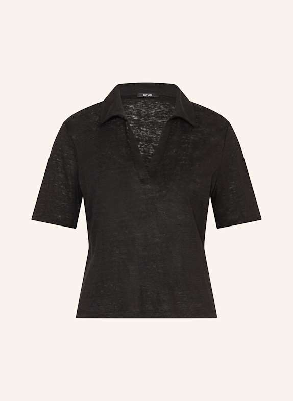 OPUS T-Shirt SLUSE aus Leinen SCHWARZ