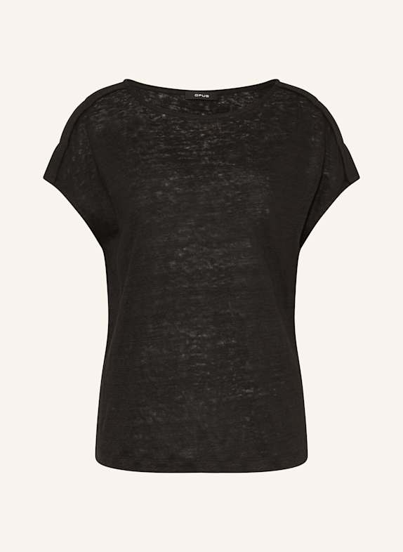OPUS T-Shirt SOGULI aus Leinen SCHWARZ