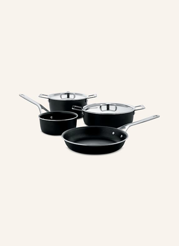 ALESSI 6-piece Cookware set POTS&PANS BLACK/ SILVER
