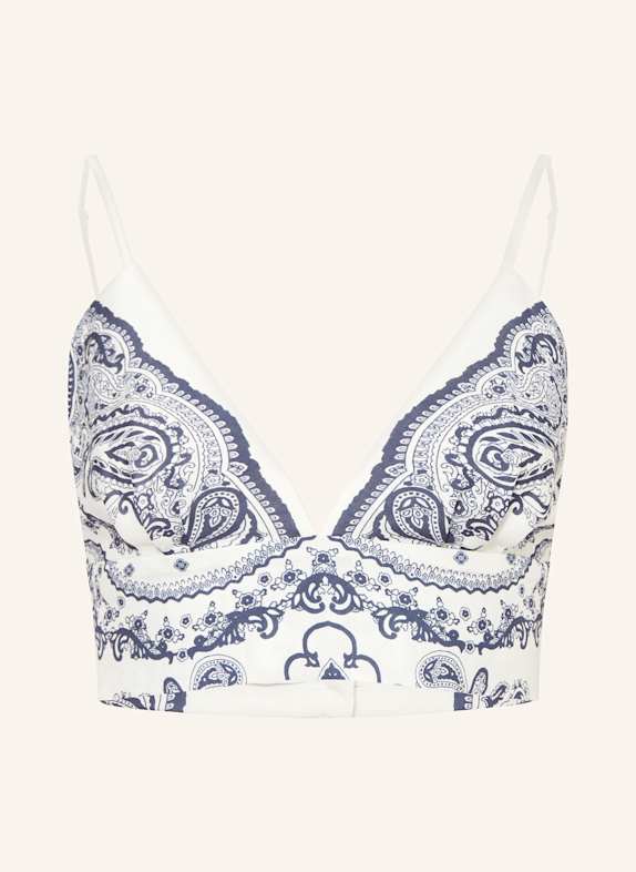 SANDRO Cropped-Top mit Leinen WEISS/ DUNKELBLAU