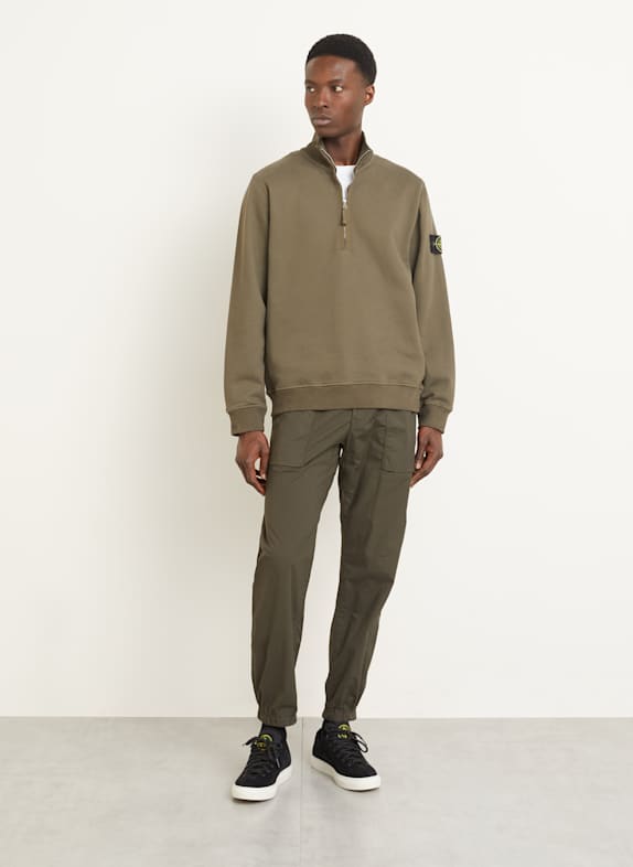STONE ISLAND Bluza dresowa typu troyer KHAKI