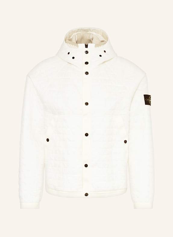 STONE ISLAND Steppjacke mit abnehmbarer Blende und Kapuze ECRU