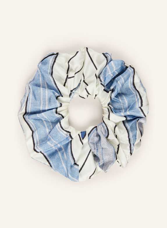 SANDRO Haargummi aus Seide BLAU/ SCHWARZ/ CREME