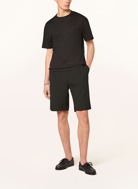 SANDRO T-Shirt aus Leinen SCHWARZ