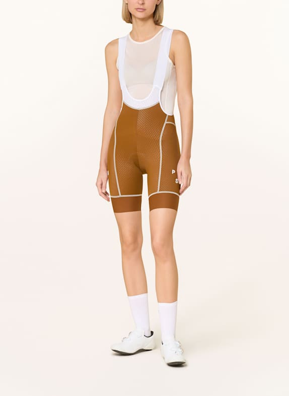 PAS NORMAL STUDIOS Fietsbroek MECHANISM BIBS met bretels en gewatteerde inzetstukken DUSTY BROWN