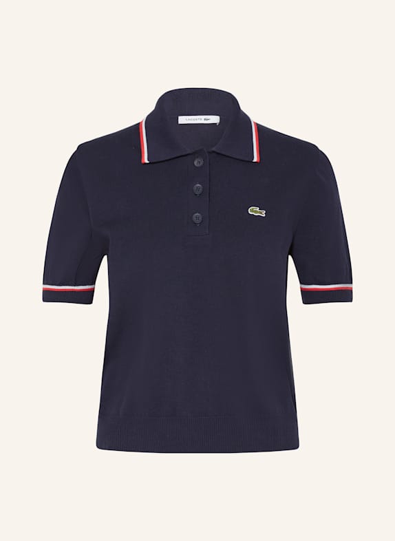 LACOSTE Strick-Poloshirt DUNKELBLAU/ ROT/ HELLBLAU