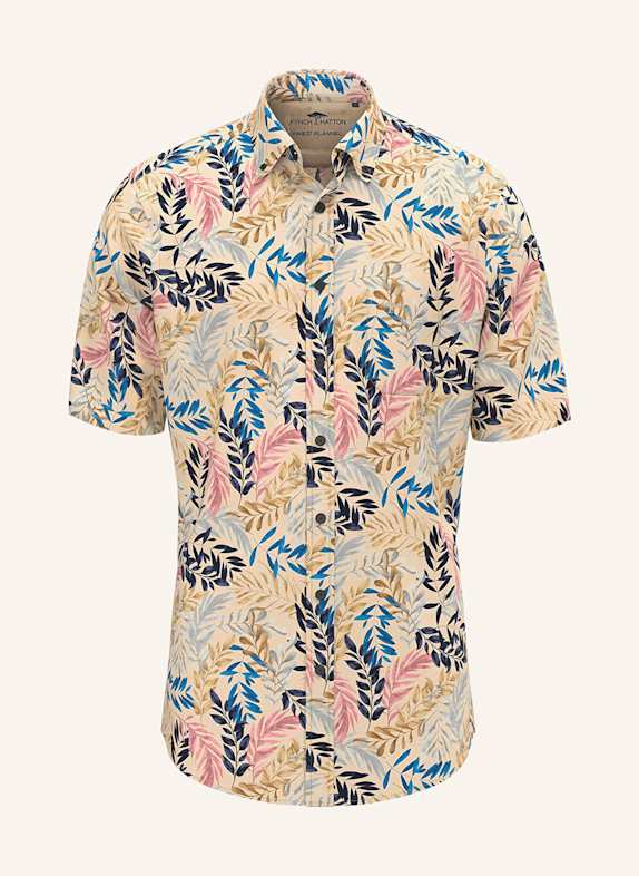 FYNCH-HATTON Kurzarm-Hemd Regular Fit BEIGE/ BLAU/ ROSA