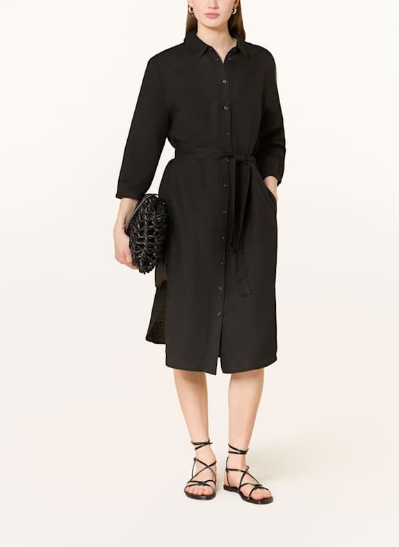 FYNCH-HATTON Hemdblusenkleid mit 3/4-Arm und Leinen SCHWARZ