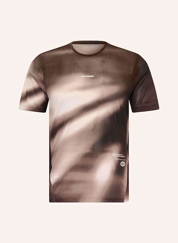 SALOMON Laufshirt SHAKEOUT CORE DUNKELBRAUN/ CREME