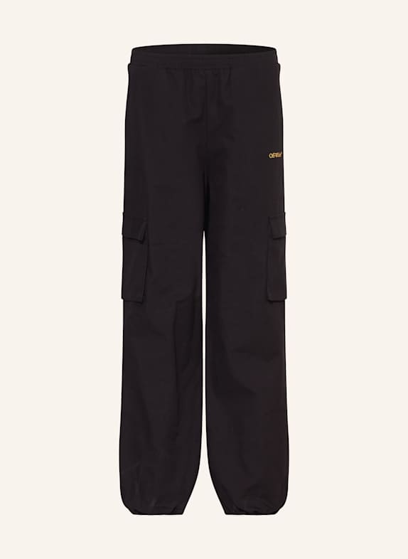Off-White Cargo kalhoty BOOKISH DIAG ČERNÁ/ ŽLUTÁ