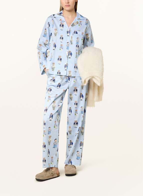 POLO RALPH LAUREN Pajamas LIGHT BLUE / WHITE
