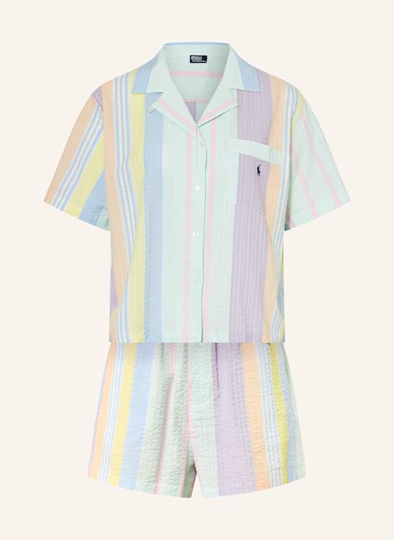 POLO RALPH LAUREN HAMPTON shorty pajamas MINT/ LIGHT PURPLE/ LIGHT PINK