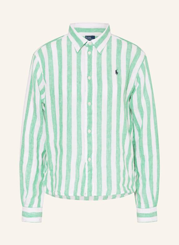 POLO RALPH LAUREN Hemdbluse aus Leinen WEISS/ GRÜN
