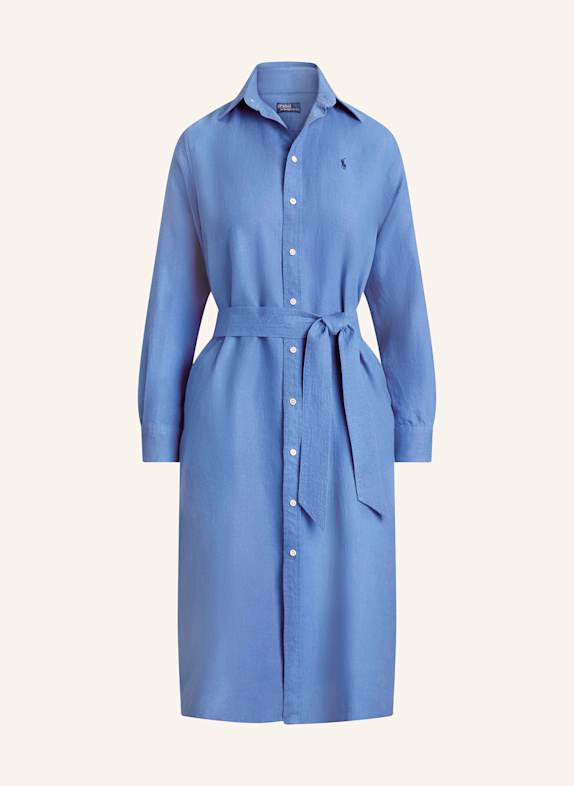 POLO RALPH LAUREN Hemdblusenkleid aus Leinen BLAU