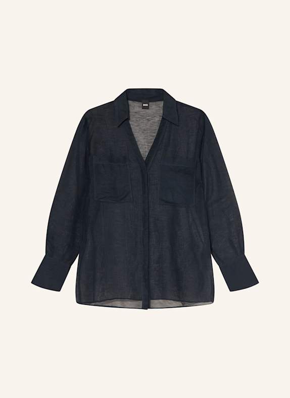 BOSS Bluse BOSALA mit Leinen DUNKELBLAU