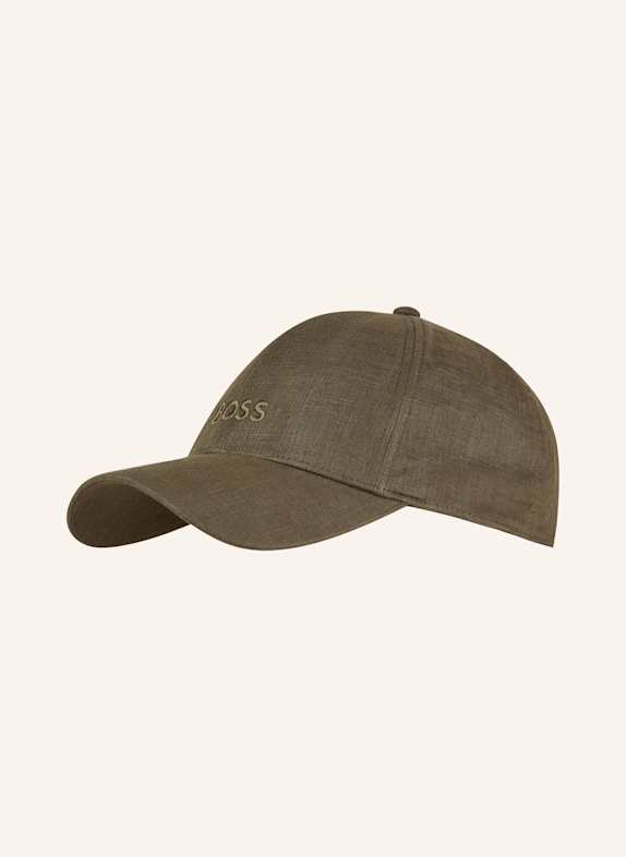 BOSS Leinen-Cap ZED DUNKELGRÜN