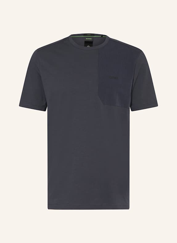 BOSS T-Shirt PKT GLAMPING im Materialmix DUNKELGRAU