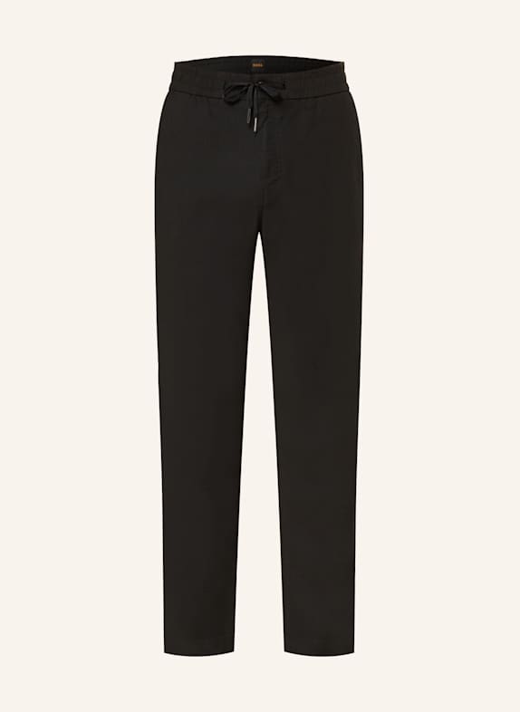 BOSS Hose SANDERSON Straight Fit mit Leinen SCHWARZ
