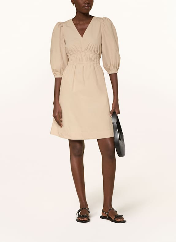 BOSS DEZZAN dress with 3/4 sleeves LIGHT BROWN