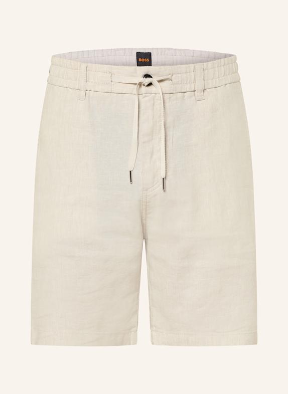 BOSS Tapered fit shorts with linen BEIGE