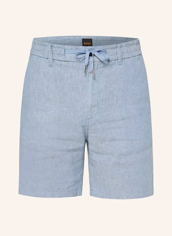 BOSS Tapered fit shorts with linen BLUE GRAY